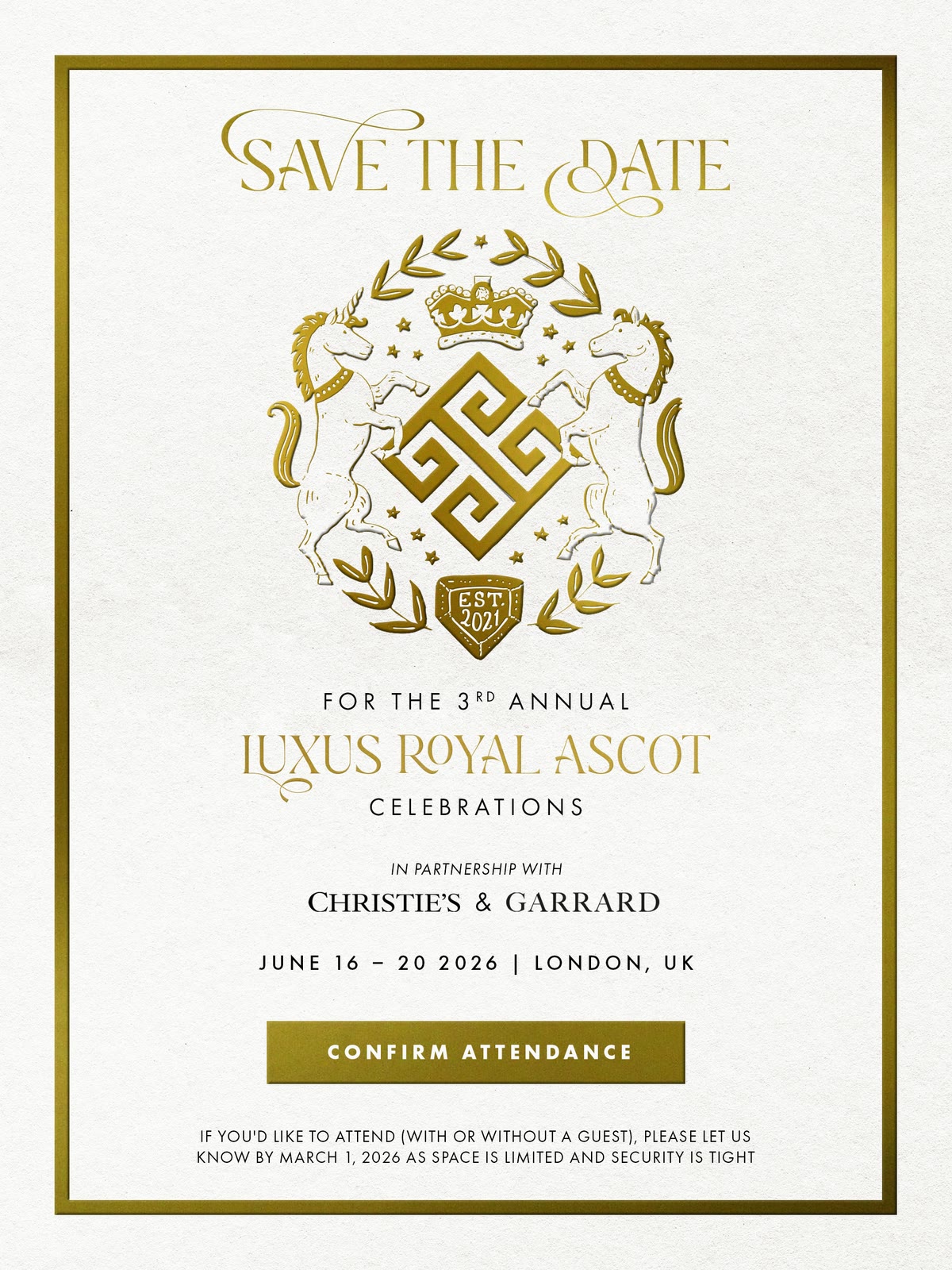 Save the date: the third annual Luxus Royal Ascot celebrations, with Christie’s and Garrard