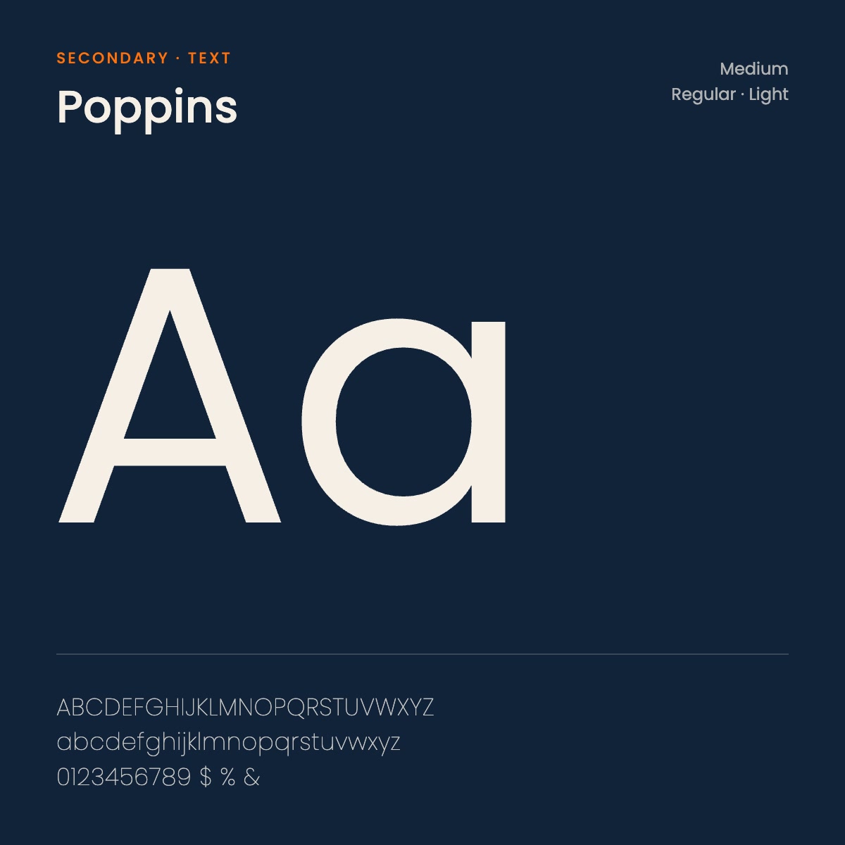 Poppins: Aa, and the alphabet, cream on navy