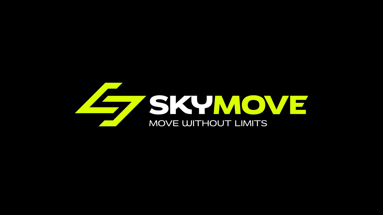 The SkyMove logo on black: lime mark and MOVE, white SKY