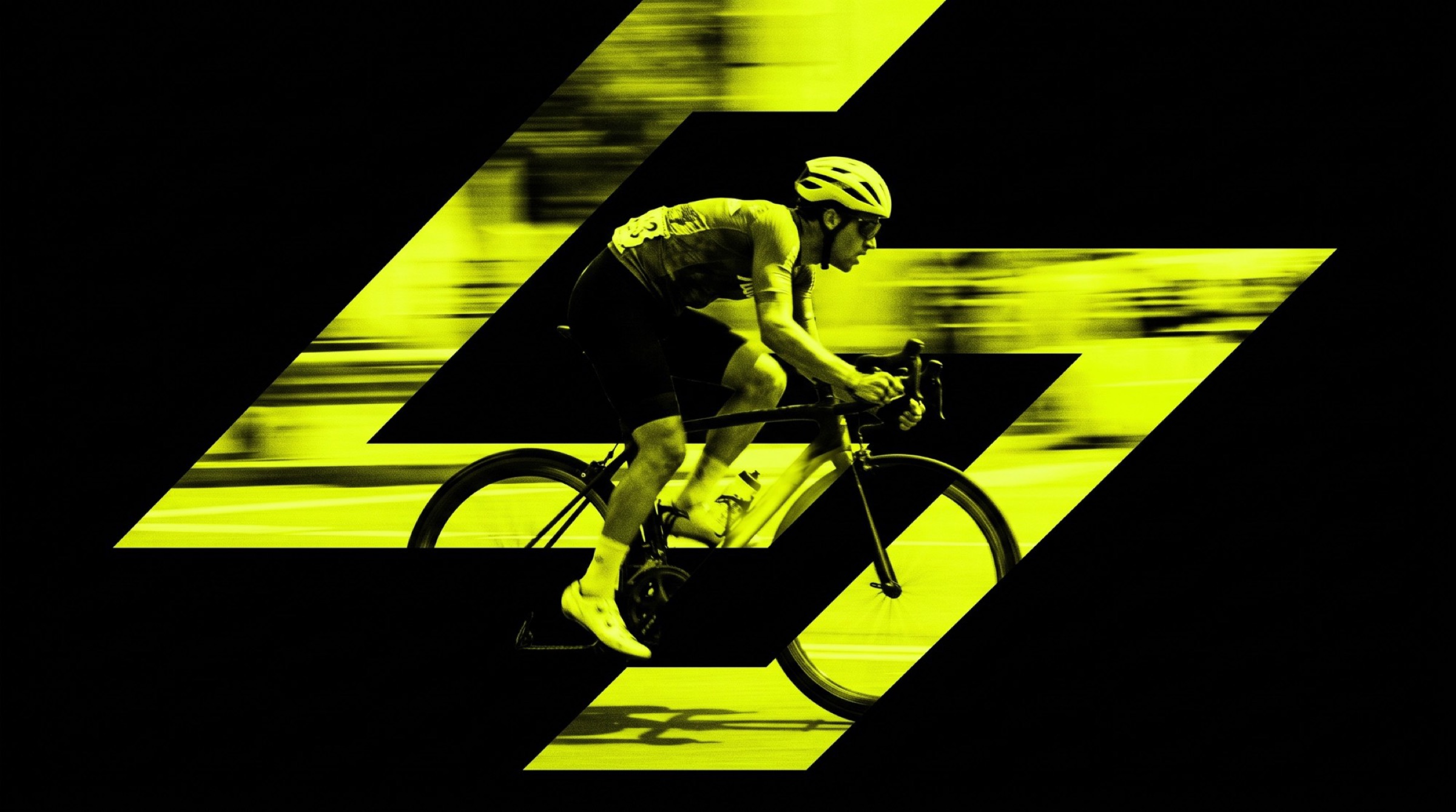 The S mark used as a window onto a cyclist at speed