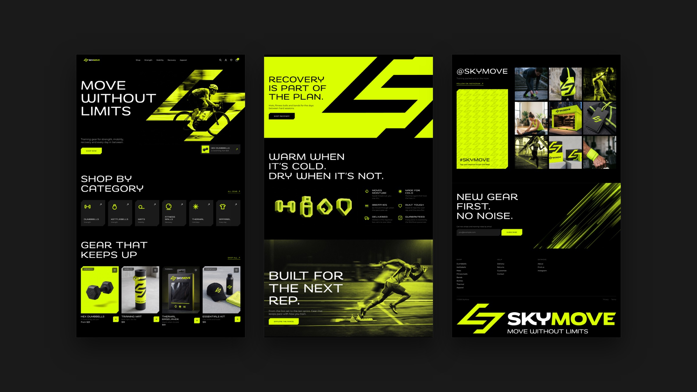 The whole SkyMove home page, in three columns