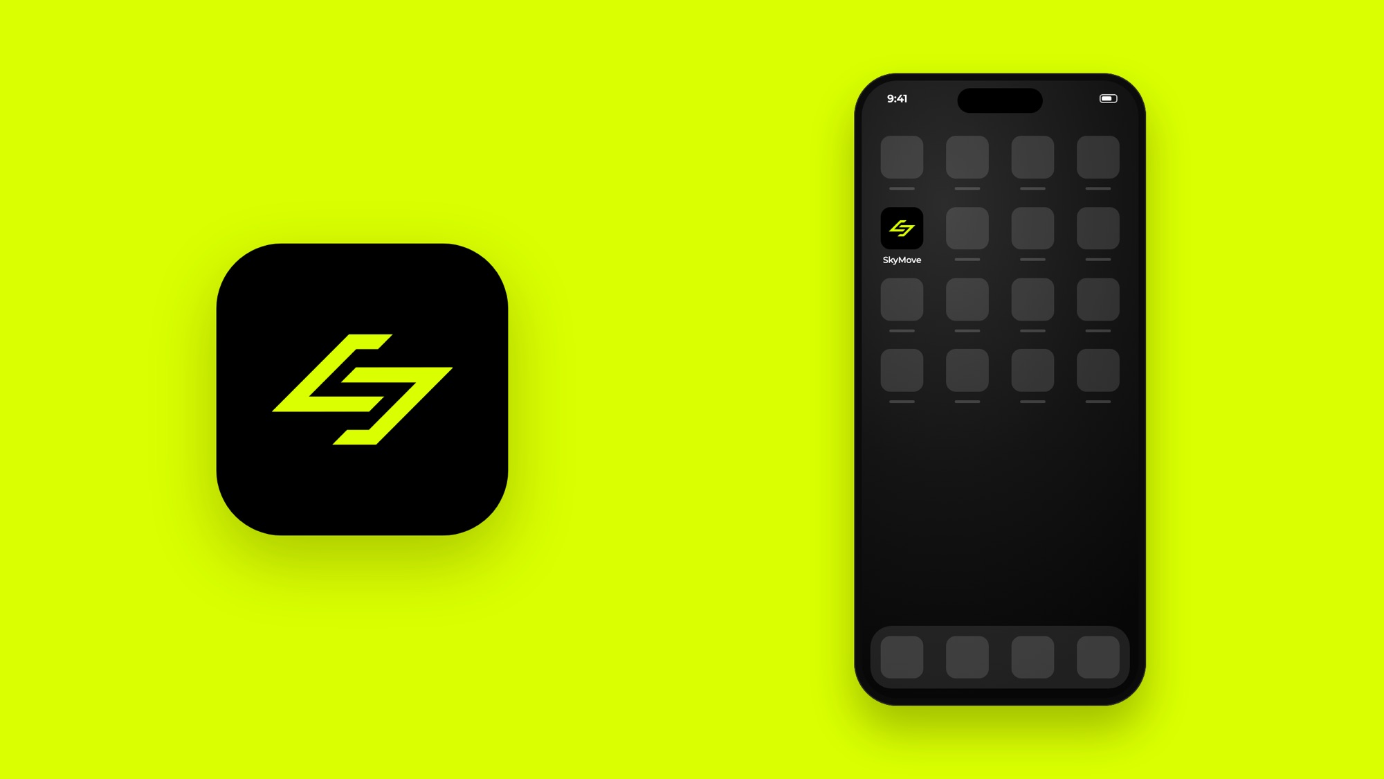The SkyMove app icon, large and on a phone home screen