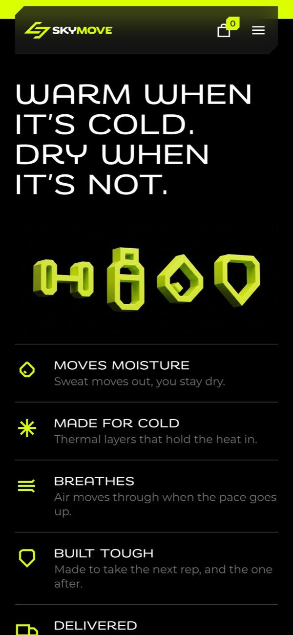 The SkyMove store on a phone: The properties