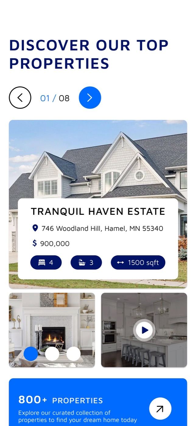 The redesigned Zillow on a phone: properties
